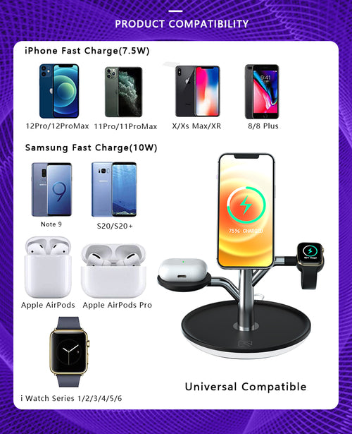 3-i-1 trådlös laddningsstation – iPhone, Apple Watch & AirPods